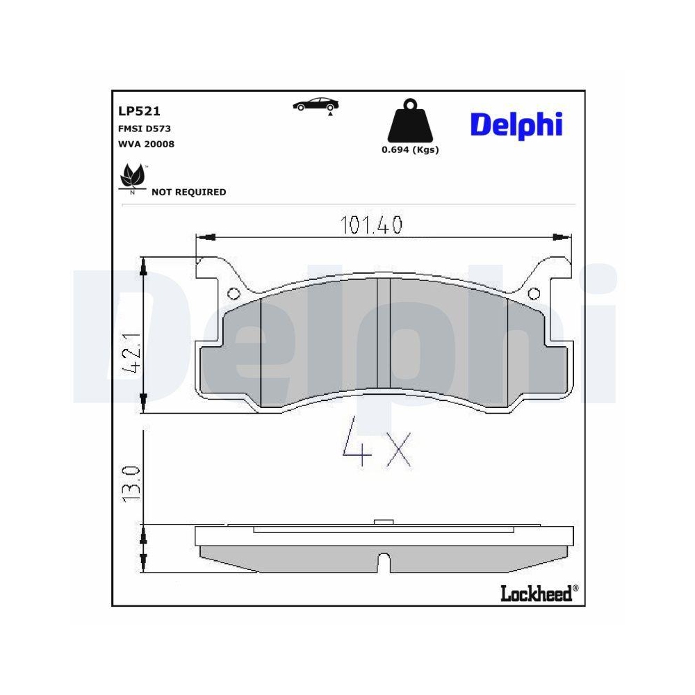 DELPHI LP521 Bremsbelagsatz, Scheibenbremse f&uuml;r DAIHATSU FORD MAZDA MERCURY