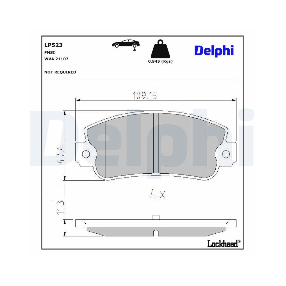 DELPHI LP523 Bremsbelagsatz, Scheibenbremse für FIAT LANCIA, Hinterachse