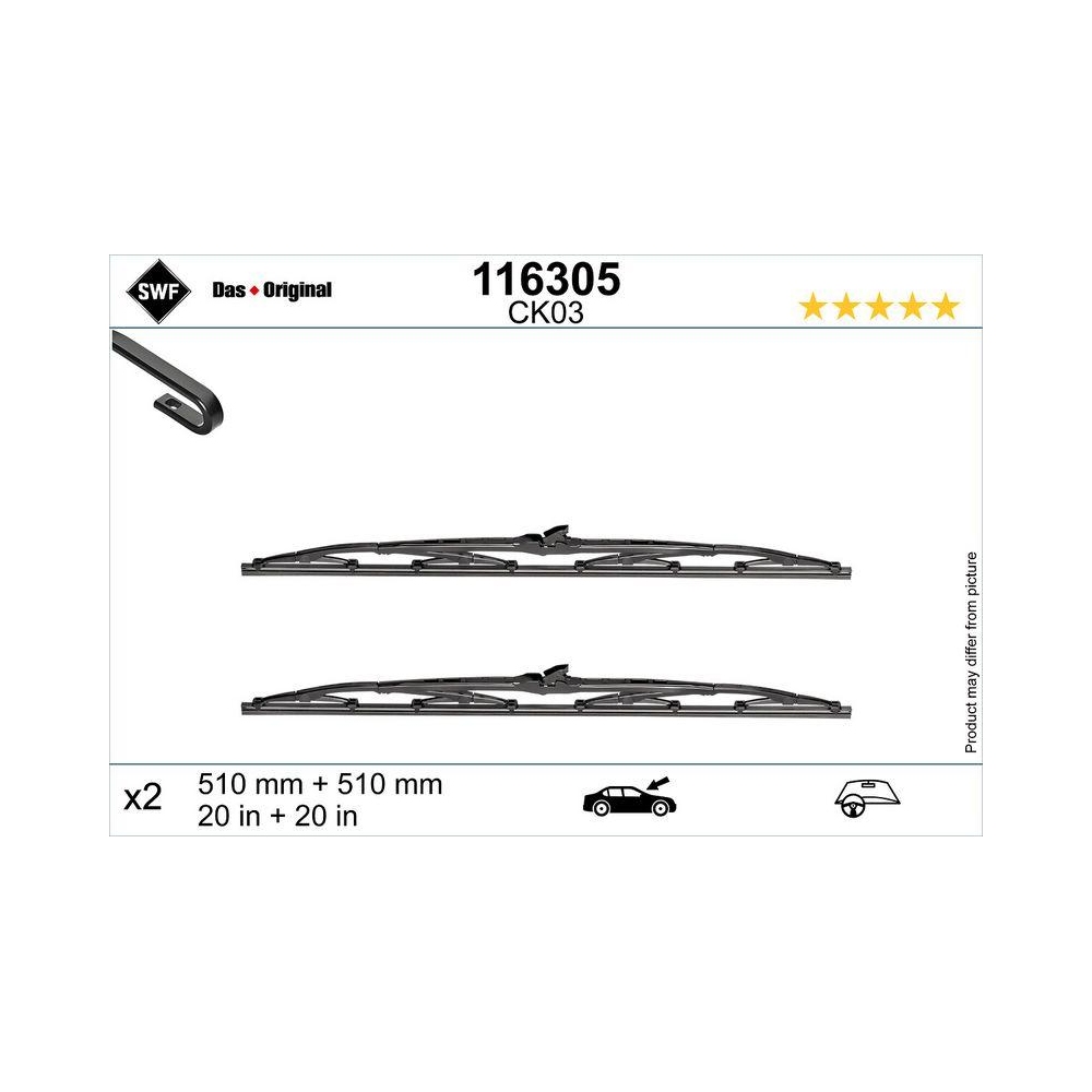 Wischblatt SWF 116305 DAS ORIGINAL SET für, vorne