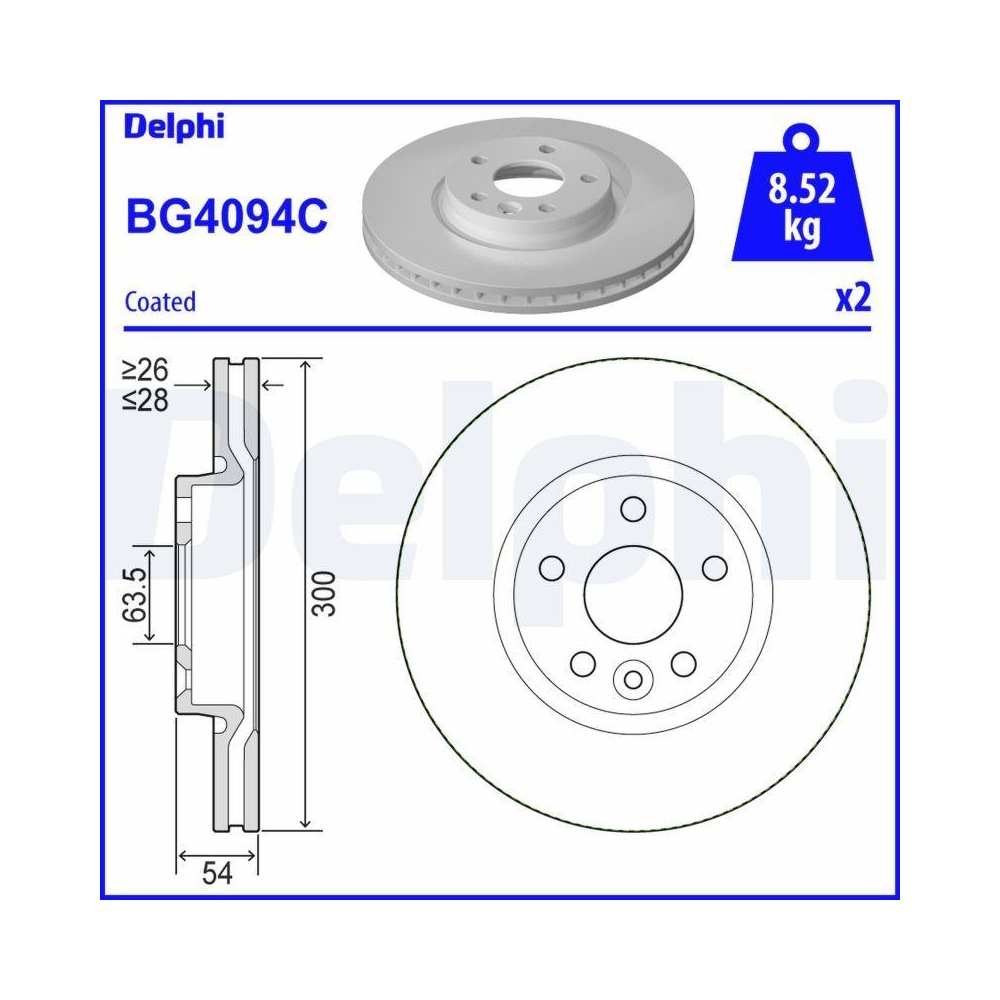 DELPHI BG4094C 2 St&uuml;ck Bremsscheiben f&uuml;r FORD VOLVO LAND ROVER, Vorderachse