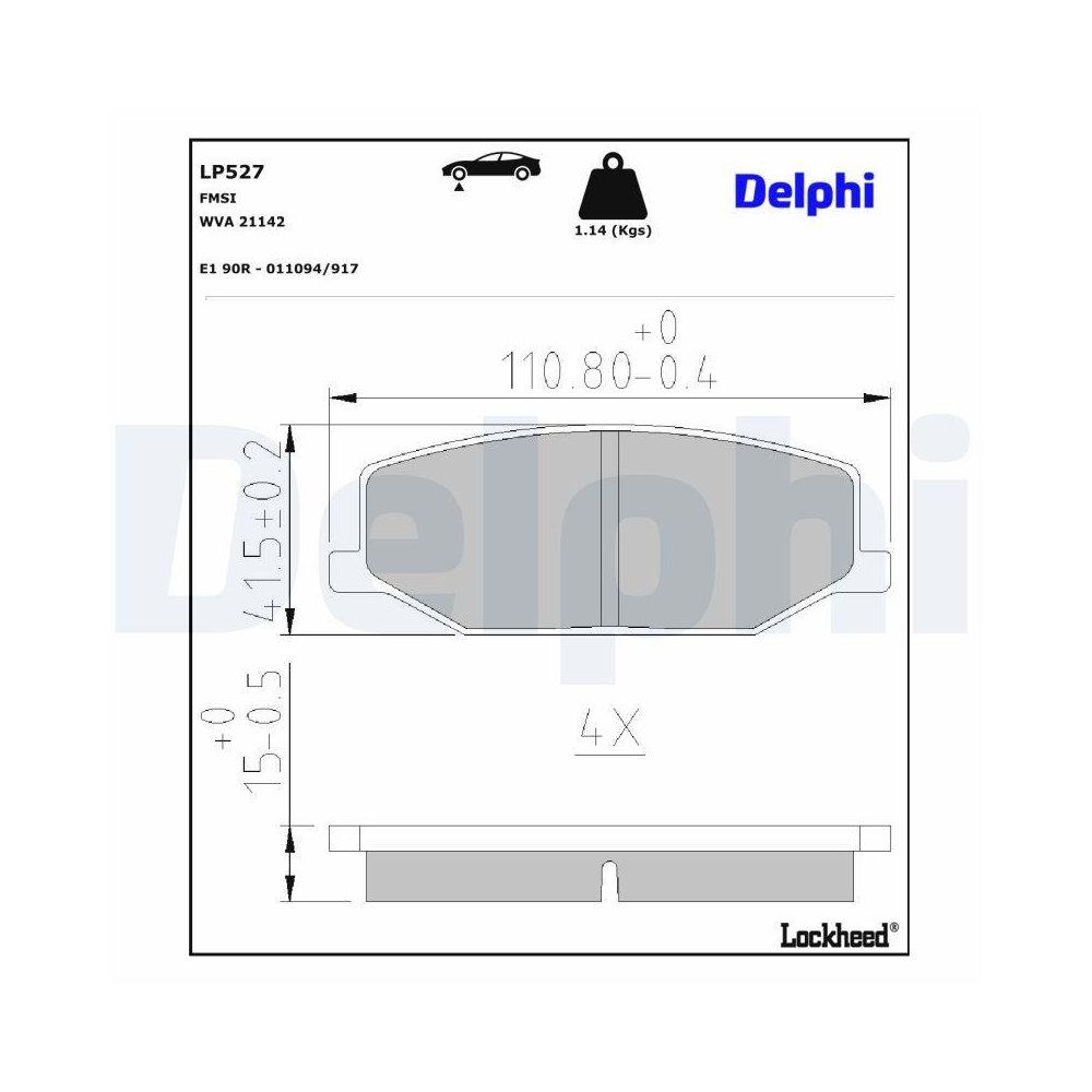 DELPHI LP527 Bremsbelagsatz, Scheibenbremse f&uuml;r SUZUKI SANTANA, Vorderachse