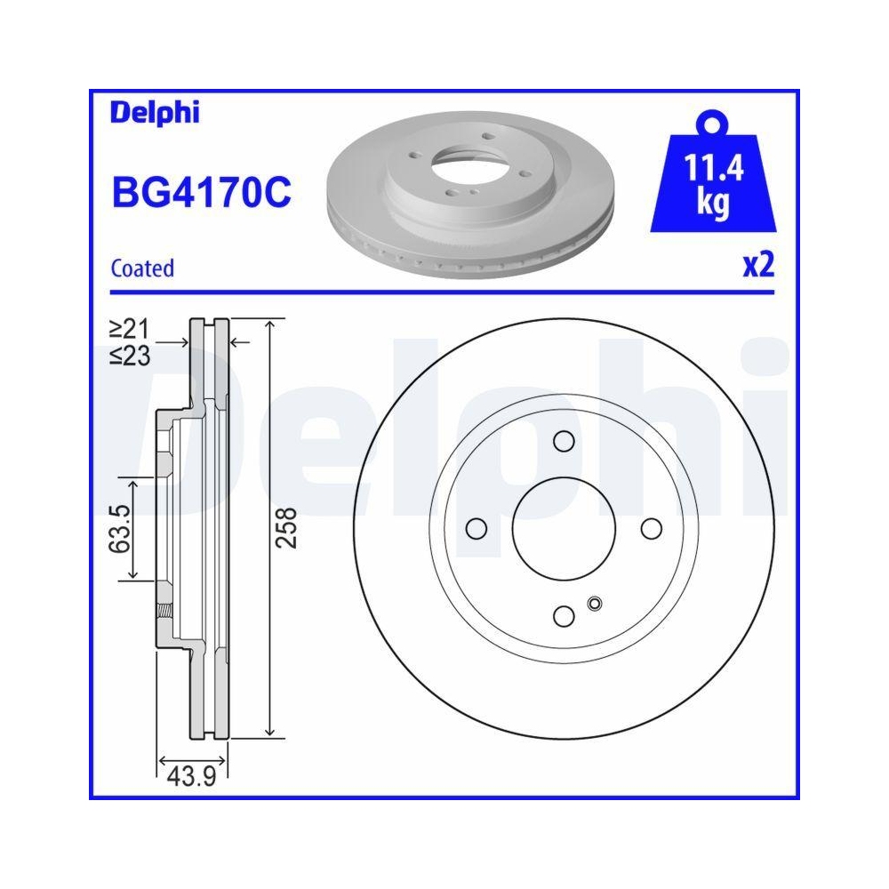 DELPHI BG4170C 2 St&uuml;ck Bremsscheiben f&uuml;r FORD FORD USA FORD ASIA + OCEANIA, Vorderachse