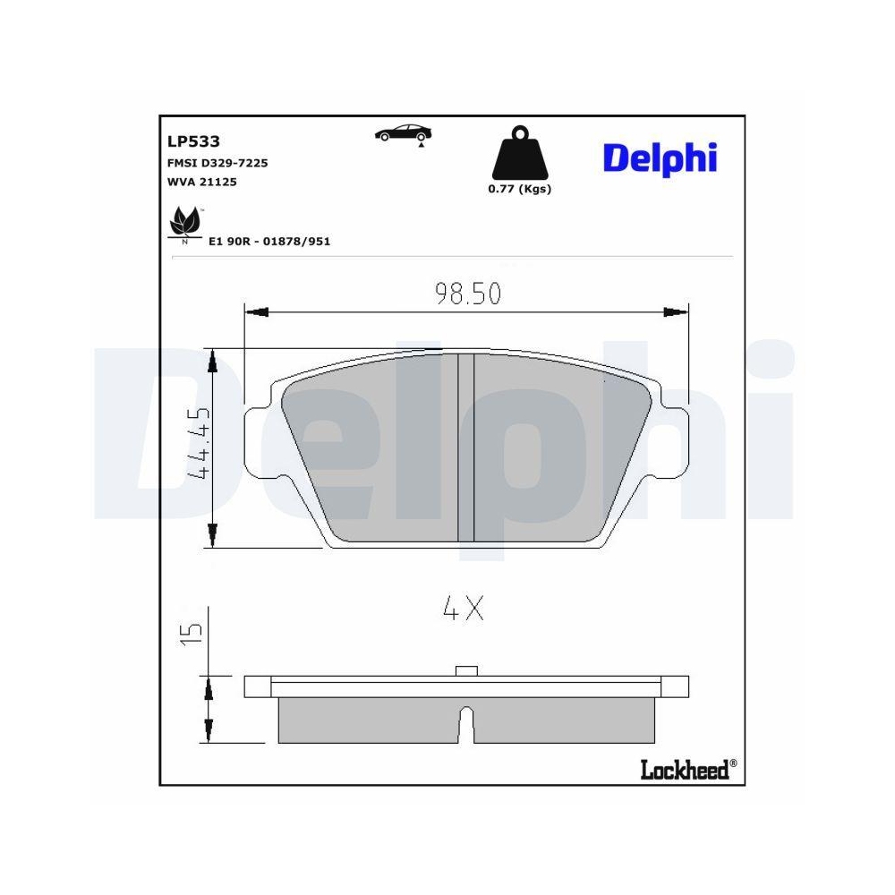 DELPHI LP533 Bremsbelagsatz, Scheibenbremse für MITSUBISHI, Hinterachse