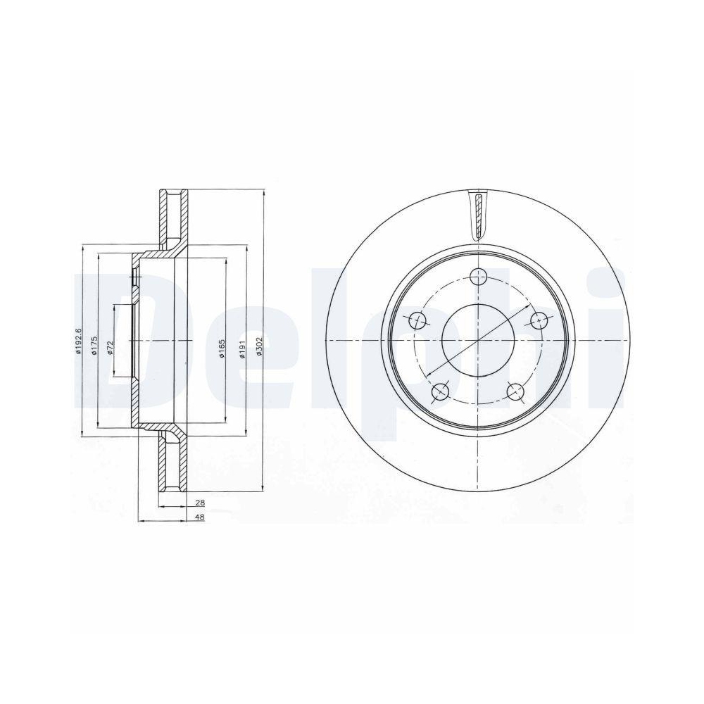 DELPHI BG4259 2 St&uuml;ck Bremsscheiben f&uuml;r JEEP, Vorderachse