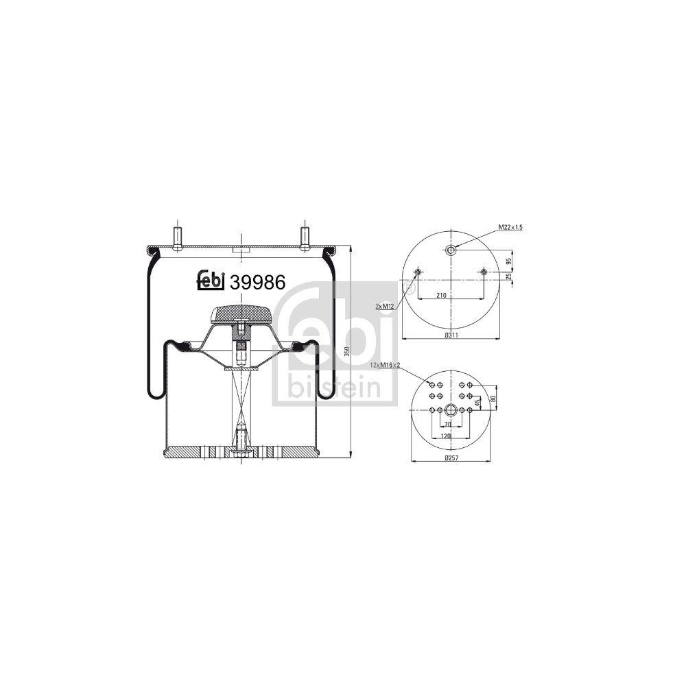 FEBI BILSTEIN Federbalg, Luftfederung 39986 für BPW KRONE SCHMITZ CARGOBULL