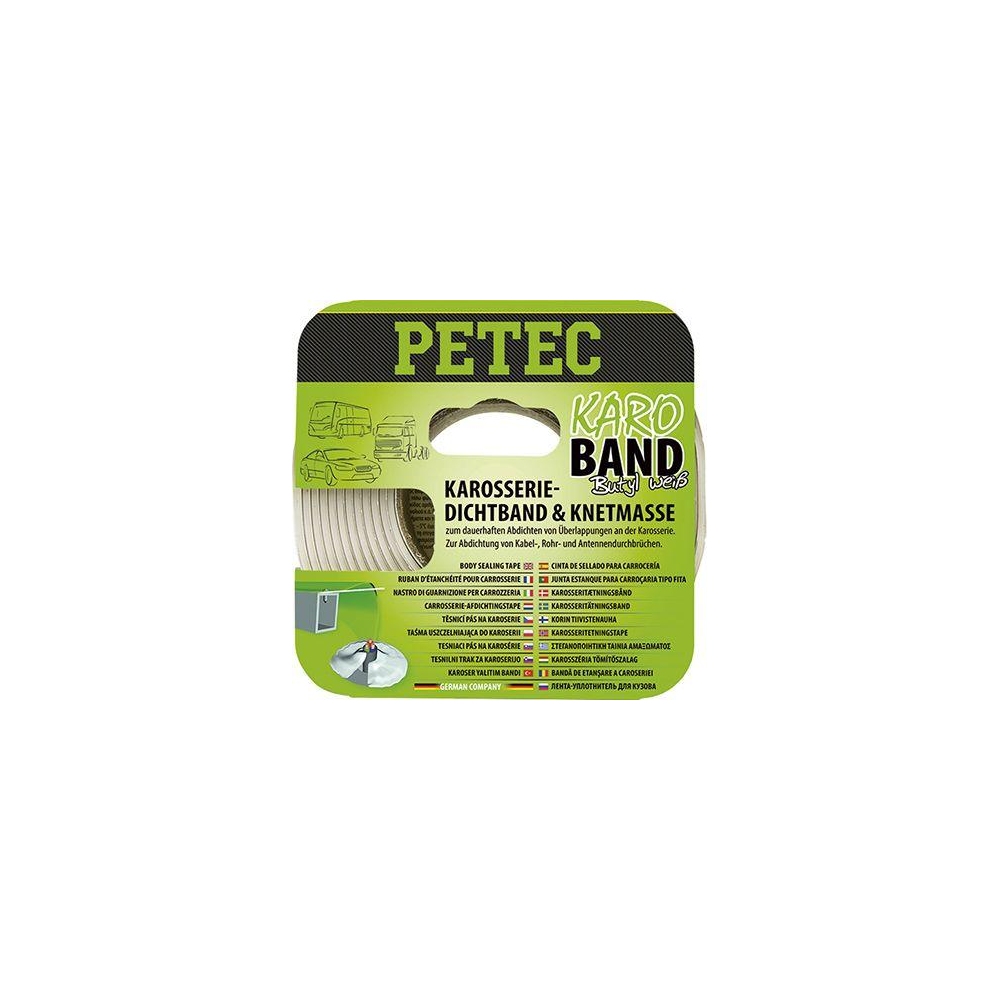 Dichtband PETEC 87530 Karo-Band, Karosseriedichtband Butyl, flach weiß für