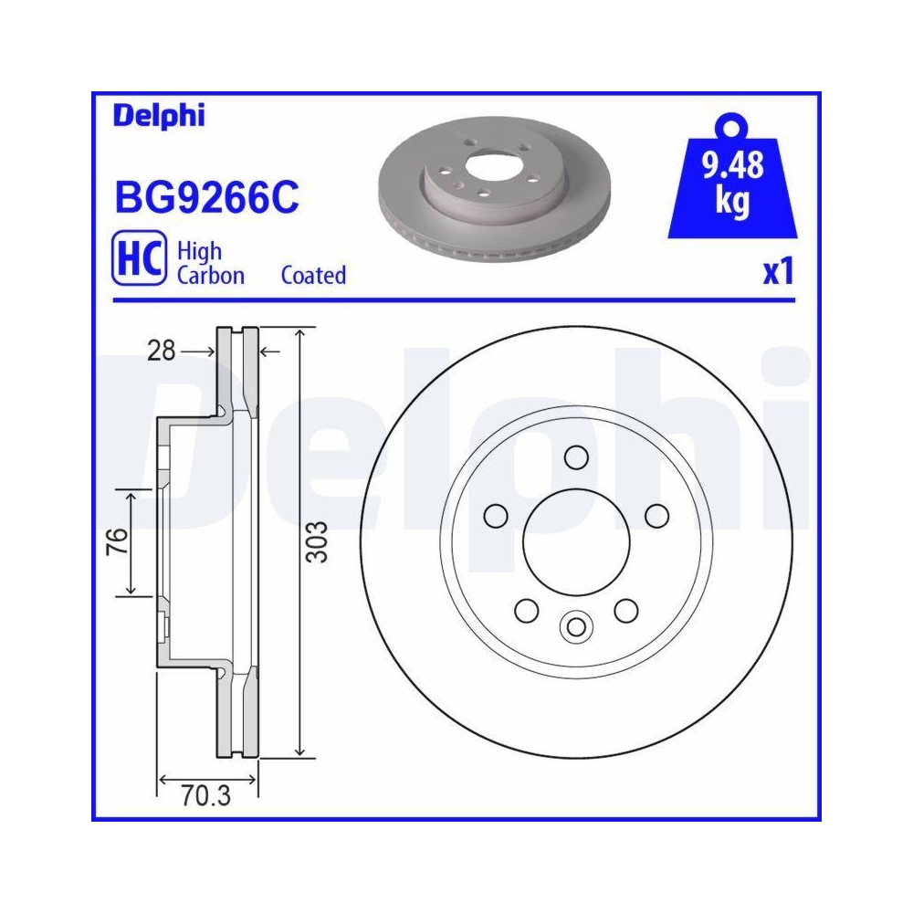 DELPHI BG9266C 2 St&uuml;ck Bremsscheiben f&uuml;r MAN VW, Vorderachse