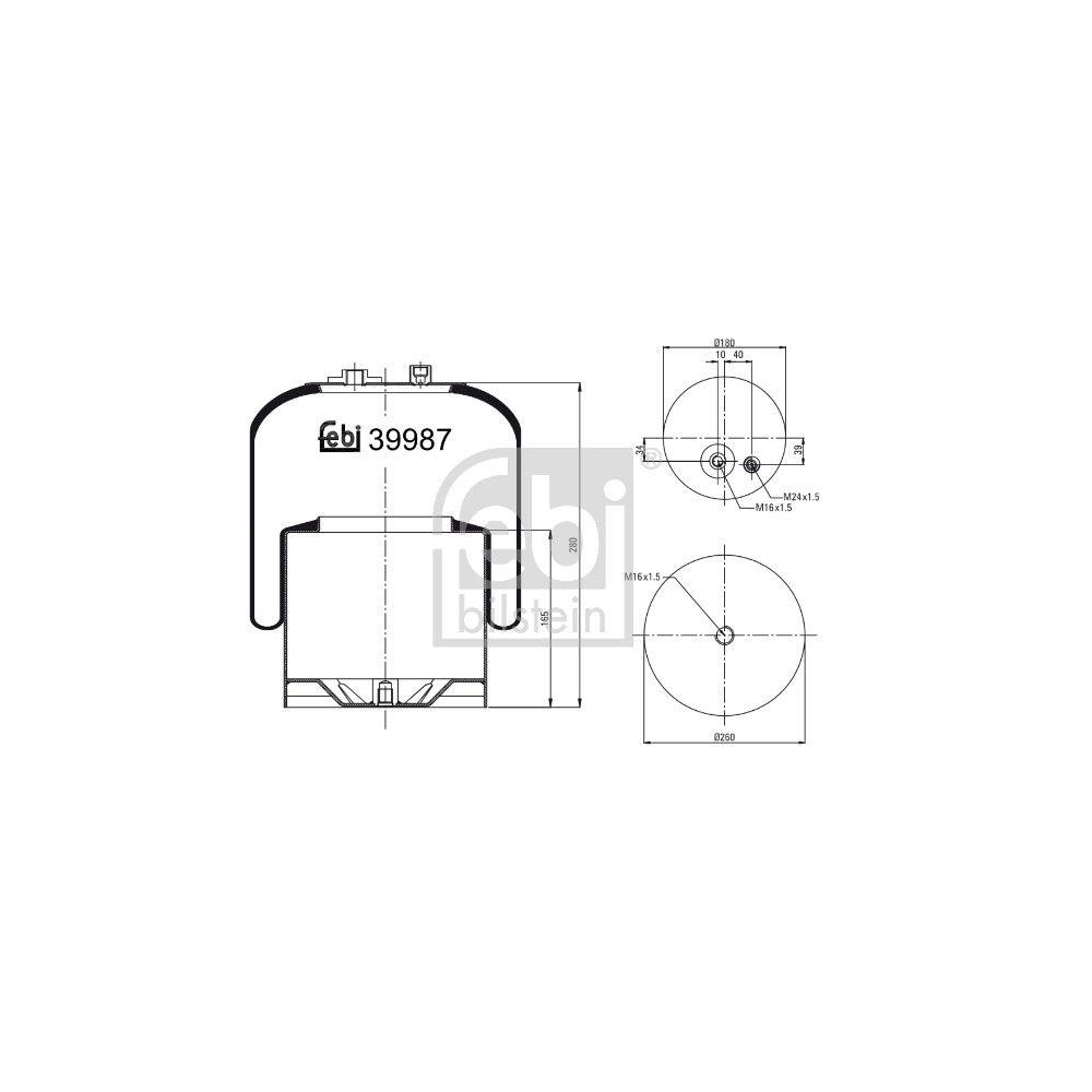 Federbalg, Luftfederung FEBI BILSTEIN 39987 für MERCEDES-BENZ, Hinterachse links