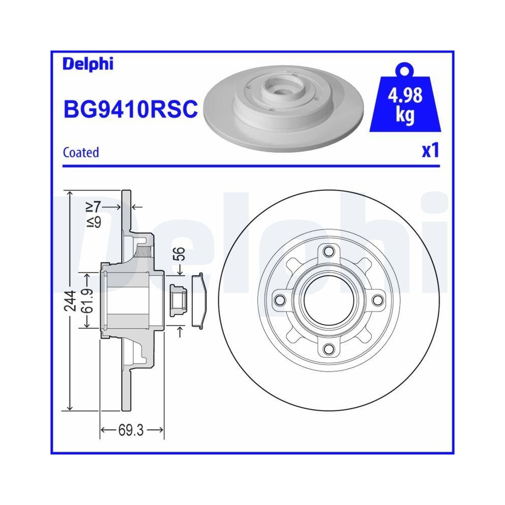 DELPHI BG9410RSC 2 St&uuml;ck Bremsscheiben f&uuml;r CITRO&Euml;N OPEL PEUGEOT VAUXHALL DS, Hinterachse
