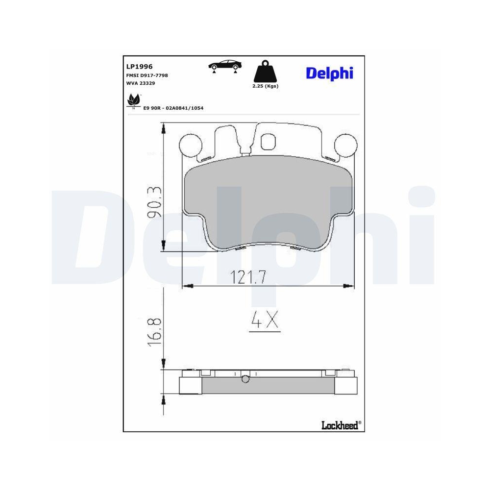 DELPHI LP1996 Bremsbelagsatz, Scheibenbremse f&uuml;r PORSCHE, Hinterachse