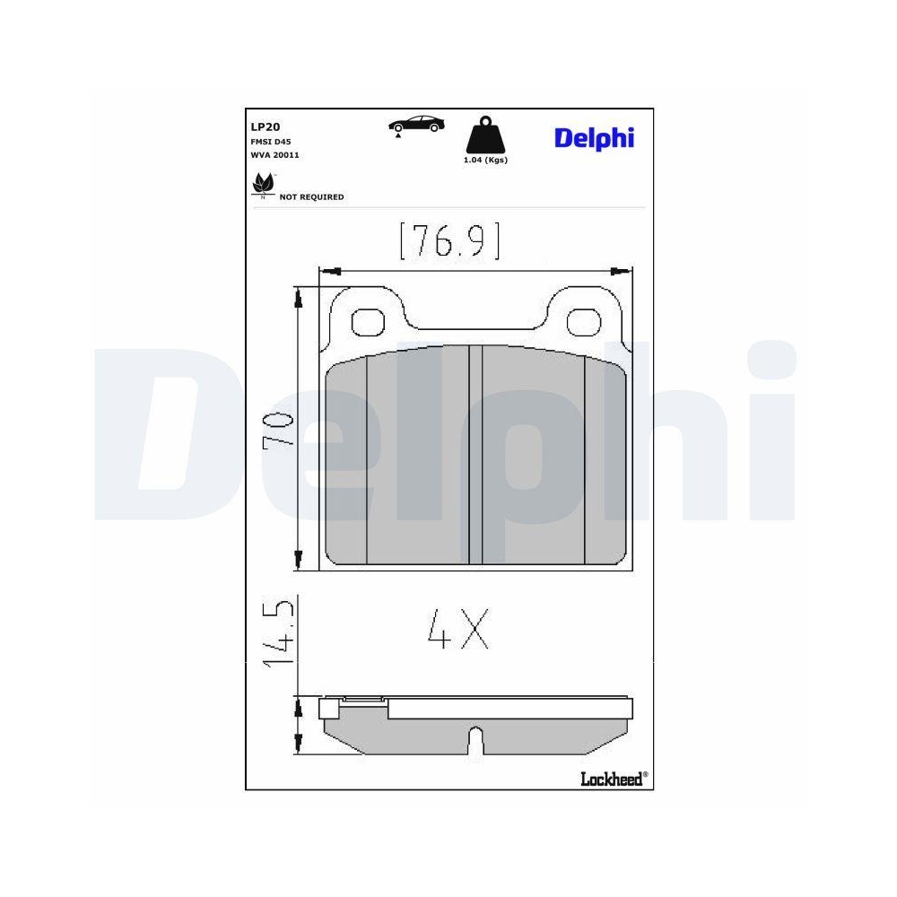 DELPHI LP20 Bremsbelagsatz, Scheibenbremse f&uuml;r ALFA ROMEO BMW FIAT FORD OPEL VW