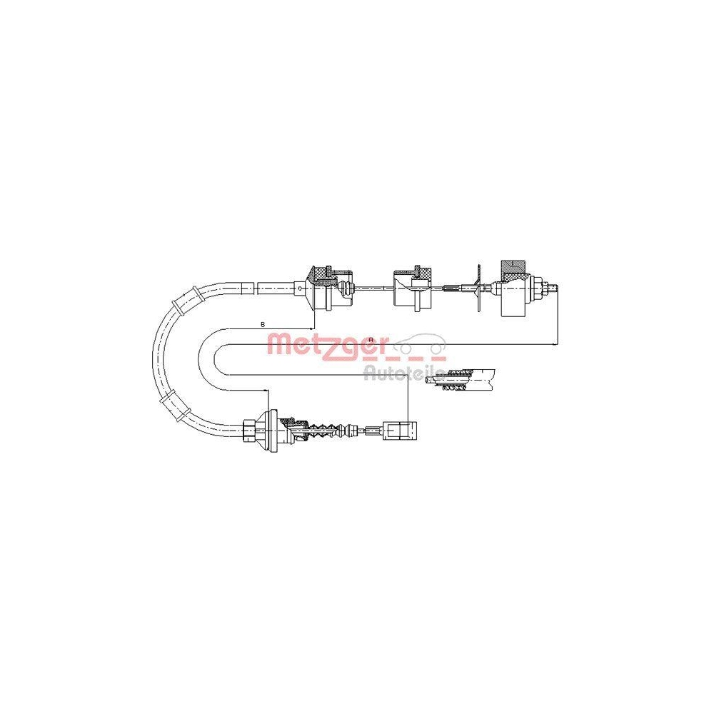 Seilzug, Kupplungsbetätigung METZGER AUTOTEILE 1172.8 für FIAT PEUGEOT