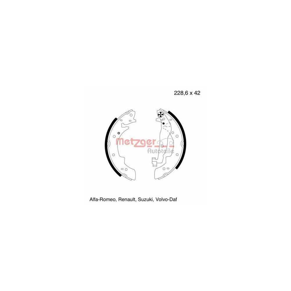 Bremsbackensatz METZGER MG 300 f&uuml;r PEUGEOT RENAULT VOLVO, Hinterachse