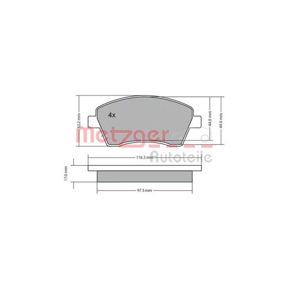 Bremsbelagsatz, Scheibenbremse METZGER 1170029 GREENPARTS f&uuml;r MERCEDES-BENZ