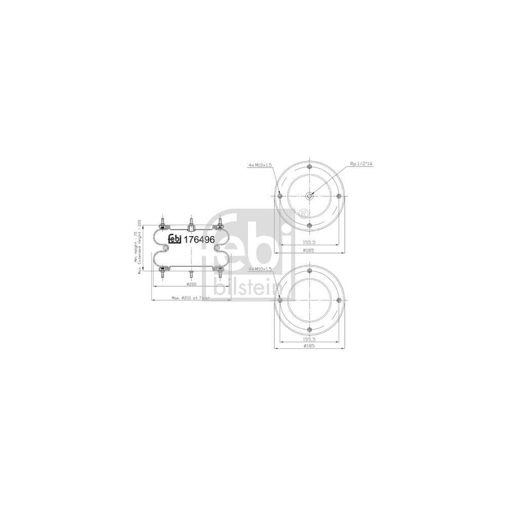 FEBI BILSTEIN Federbalg, Luftfederung 176496 für FRUEHAUF