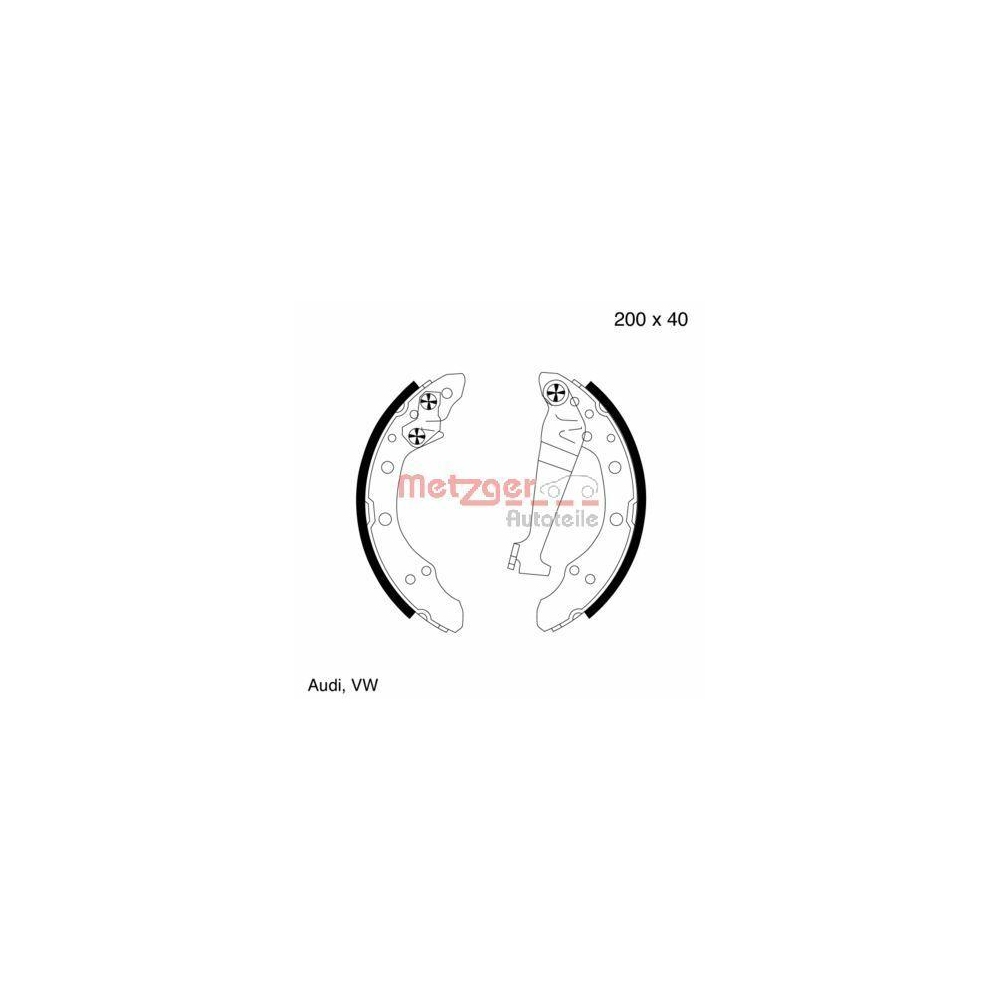 Bremsbackensatz METZGER MG 344 f&uuml;r VW VAG, Hinterachse