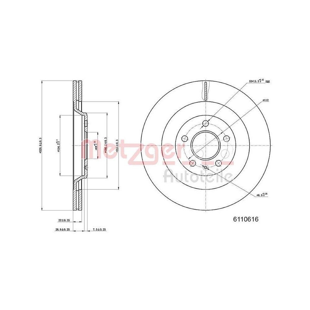 Bremsscheibe METZGER 6110616 GREENPARTS f&uuml;r VAG, Hinterachse