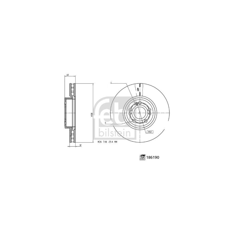 Bremsscheibe FEBI BILSTEIN 186190 f&uuml;r MERCEDES-BENZ, Vorderachse