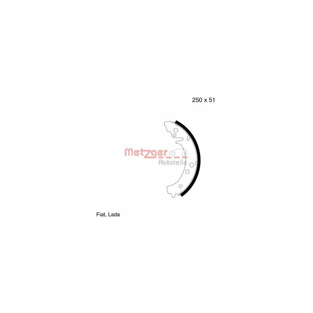 Bremsbackensatz METZGER MG 351 f&uuml;r FIAT LADA, Hinterachse