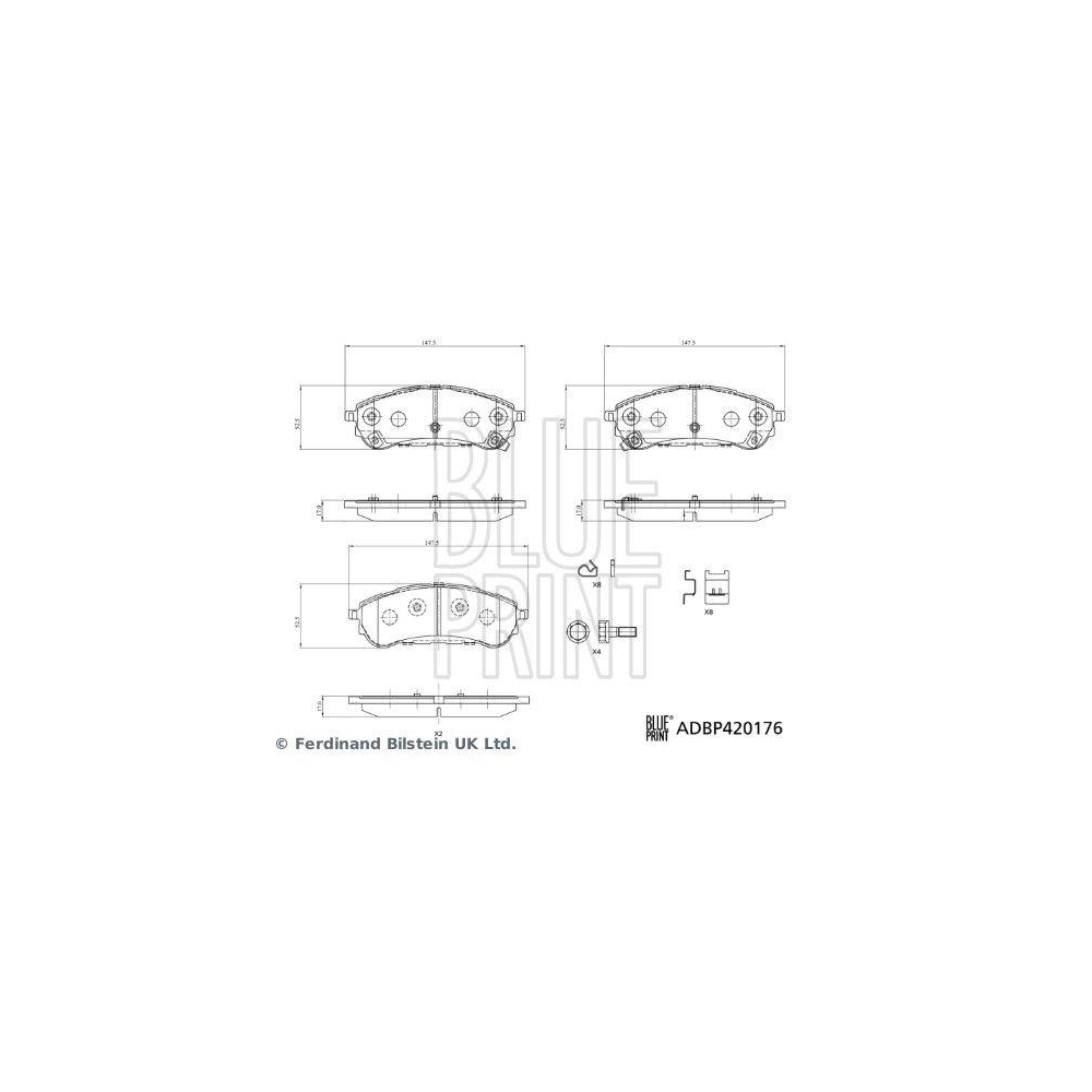 Bremsbelagsatz, Scheibenbremse BLUE PRINT ADBP420176 f&uuml;r FORD FORD MOTOR COMPANY