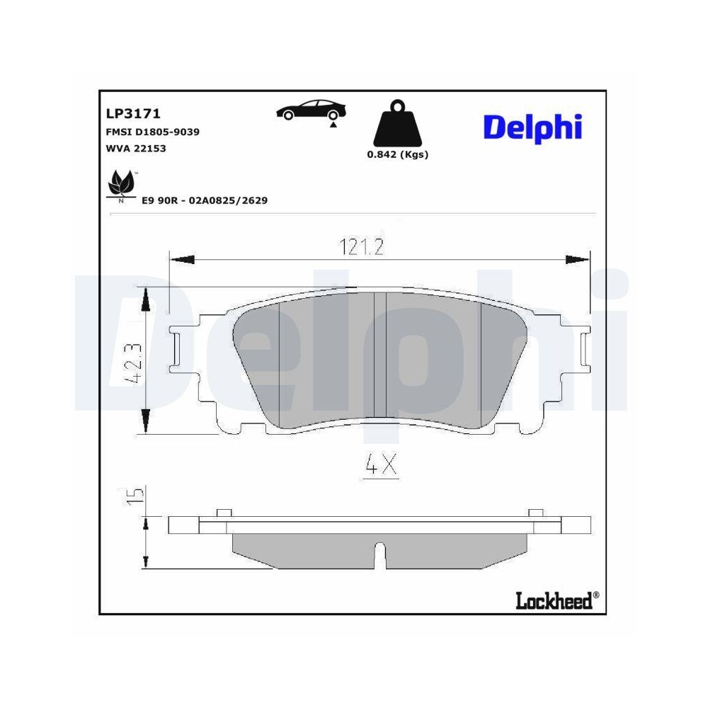 DELPHI LP3171 Bremsbelagsatz, Scheibenbremse f&uuml;r TOYOTA LEXUS, Hinterachse