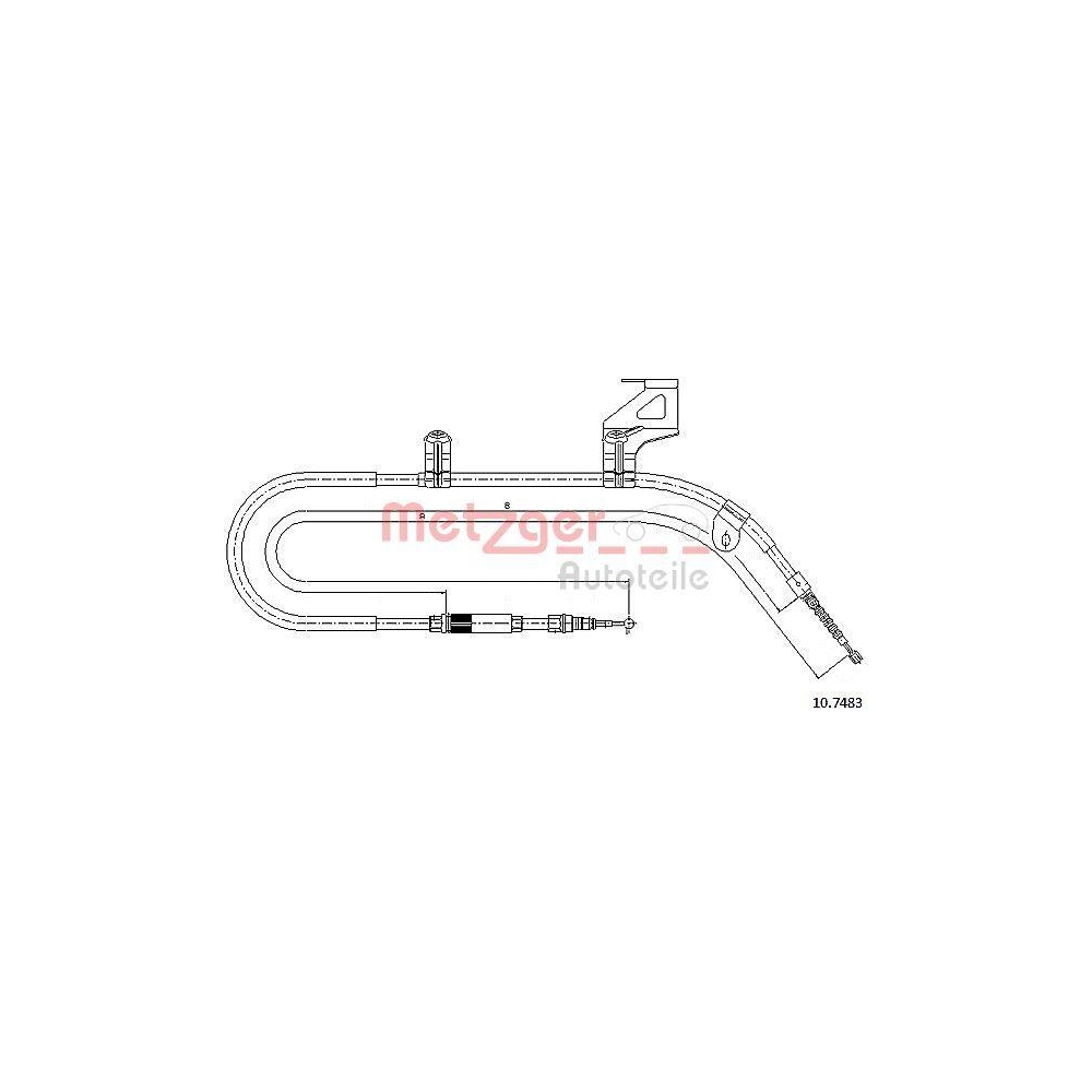 Seilzug, Feststellbremse METZGER 10.7483 f&uuml;r VW, hinten rechts