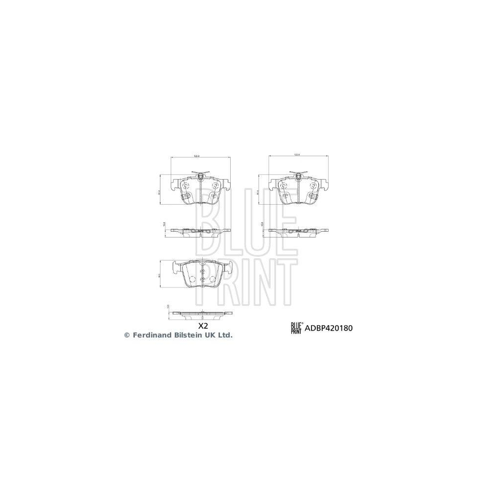 Bremsbelagsatz, Scheibenbremse BLUE PRINT ADBP420180 f&uuml;r MG, Hinterachse