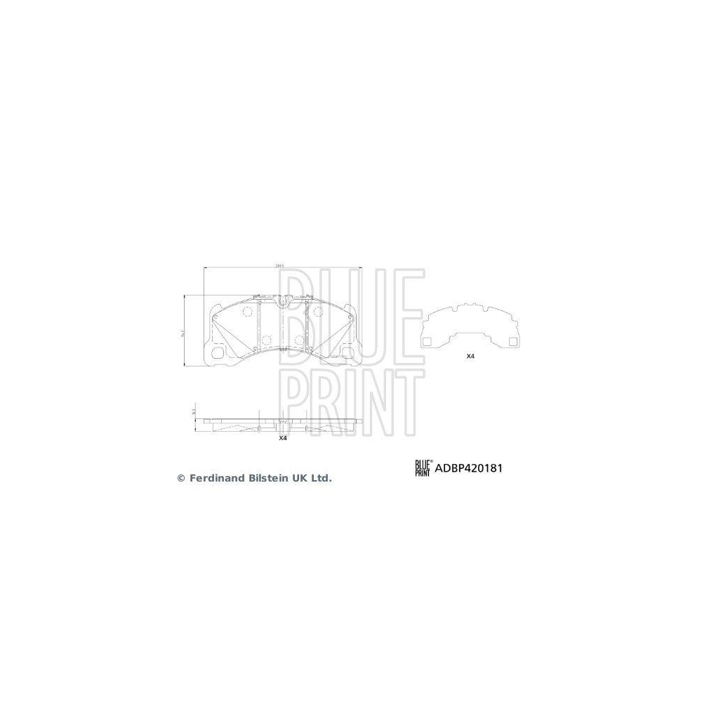Bremsbelagsatz, Scheibenbremse BLUE PRINT ADBP420181 f&uuml;r PORSCHE, Vorderachse