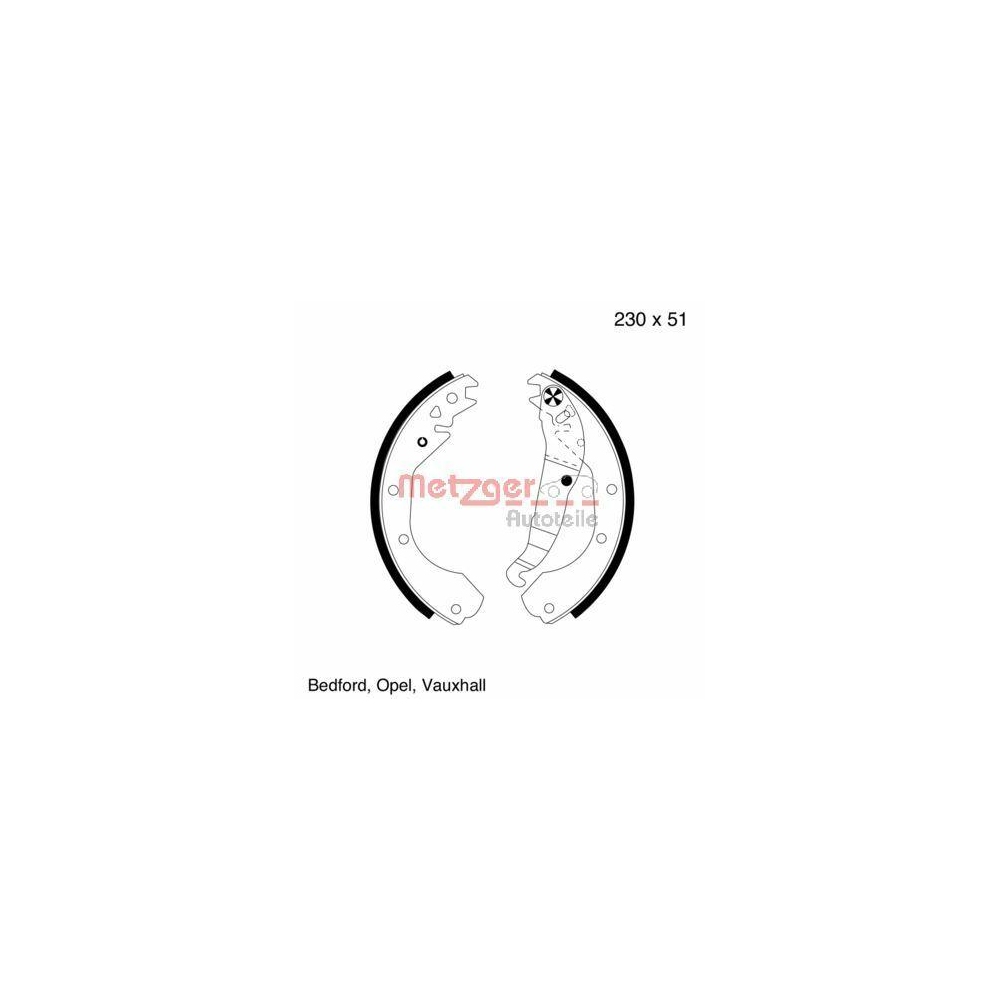 Bremsbackensatz METZGER MG 418 f&uuml;r OPEL, Hinterachse