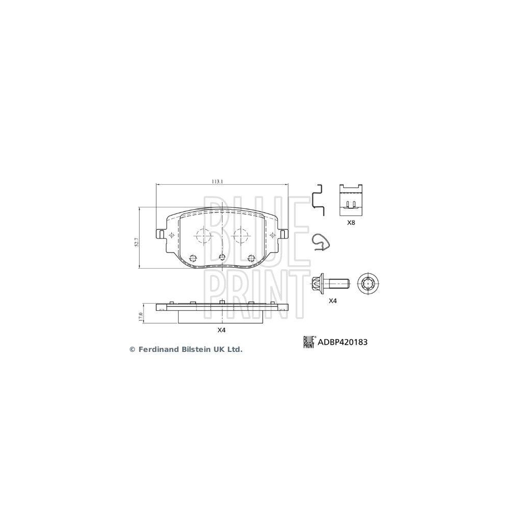 Bremsbelagsatz, Scheibenbremse BLUE PRINT ADBP420183 f&uuml;r CITRO&Euml;N OPEL PEUGEOT