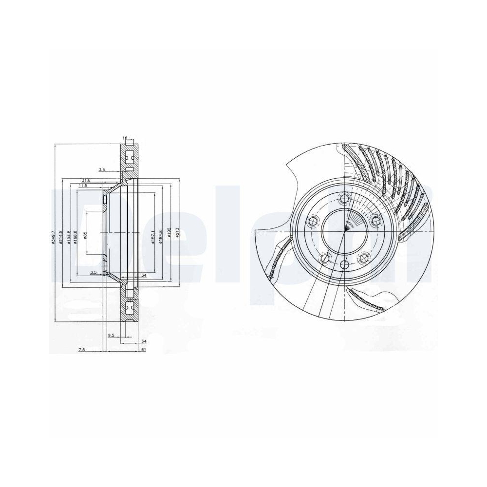 DELPHI BG9774 2 St&uuml;ck Bremsscheiben f&uuml;r AUDI PORSCHE VW, Vorderachse, Vorderachse links