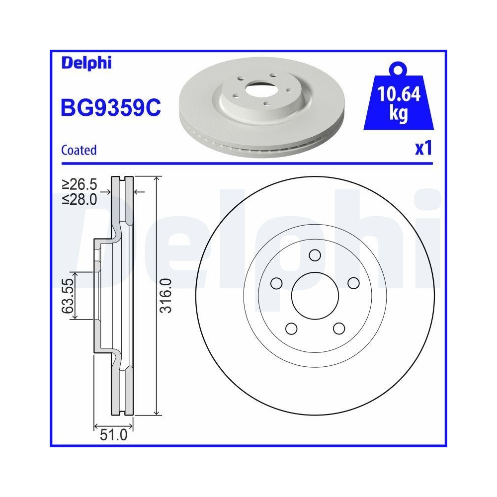 DELPHI BG9359C 2 St&uuml;ck Bremsscheiben f&uuml;r FORD, Vorderachse