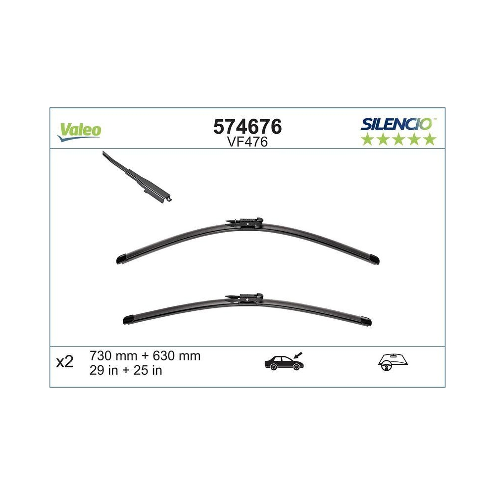 Wischblatt VALEO 574676 SILENCIO FLAT BLADE SET für FORD, vorne