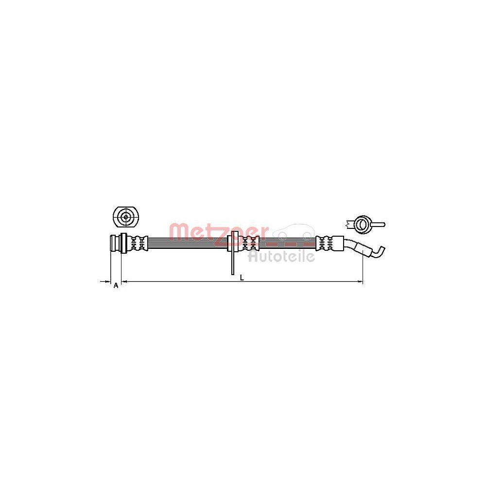 Bremsschlauch METZGER 4110468 f&uuml;r SUZUKI, Vorderachse links, Vorderachse rechts