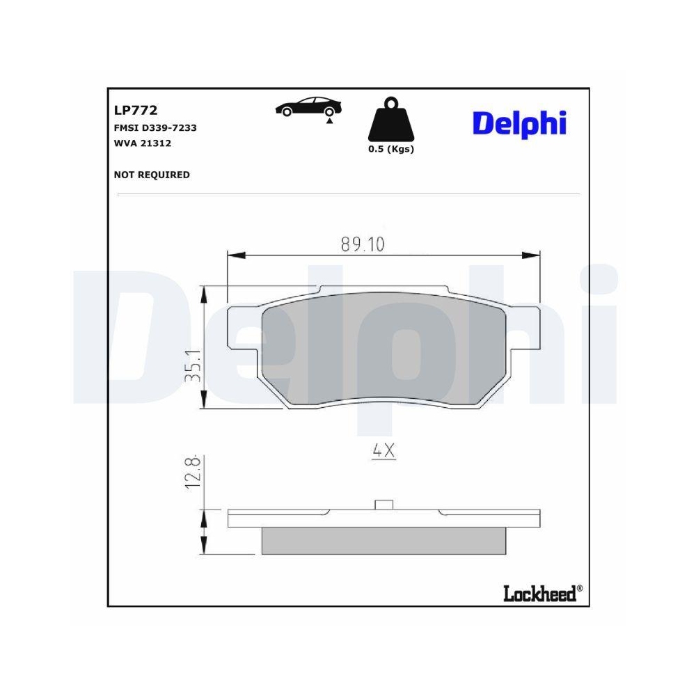 DELPHI LP772 Bremsbelagsatz, Scheibenbremse f&uuml;r HONDA, Hinterachse