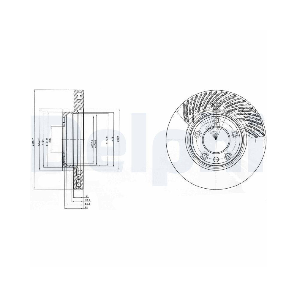 DELPHI BG9949 2 St&uuml;ck Bremsscheiben f&uuml;r PORSCHE VW, Vorderachse, Vorderachse rechts