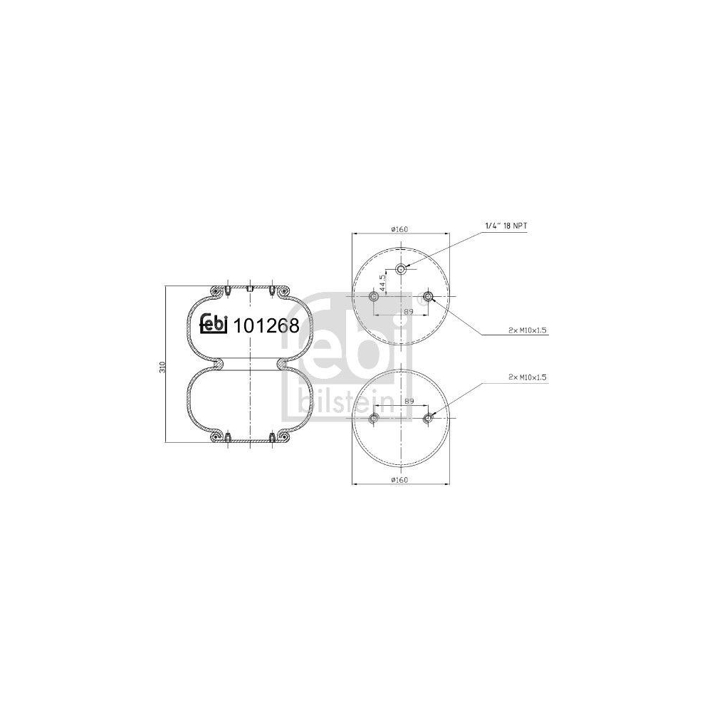 Federbalg, Luftfederung FEBI BILSTEIN 101268 für MERCEDES-BENZ, Hinterachse