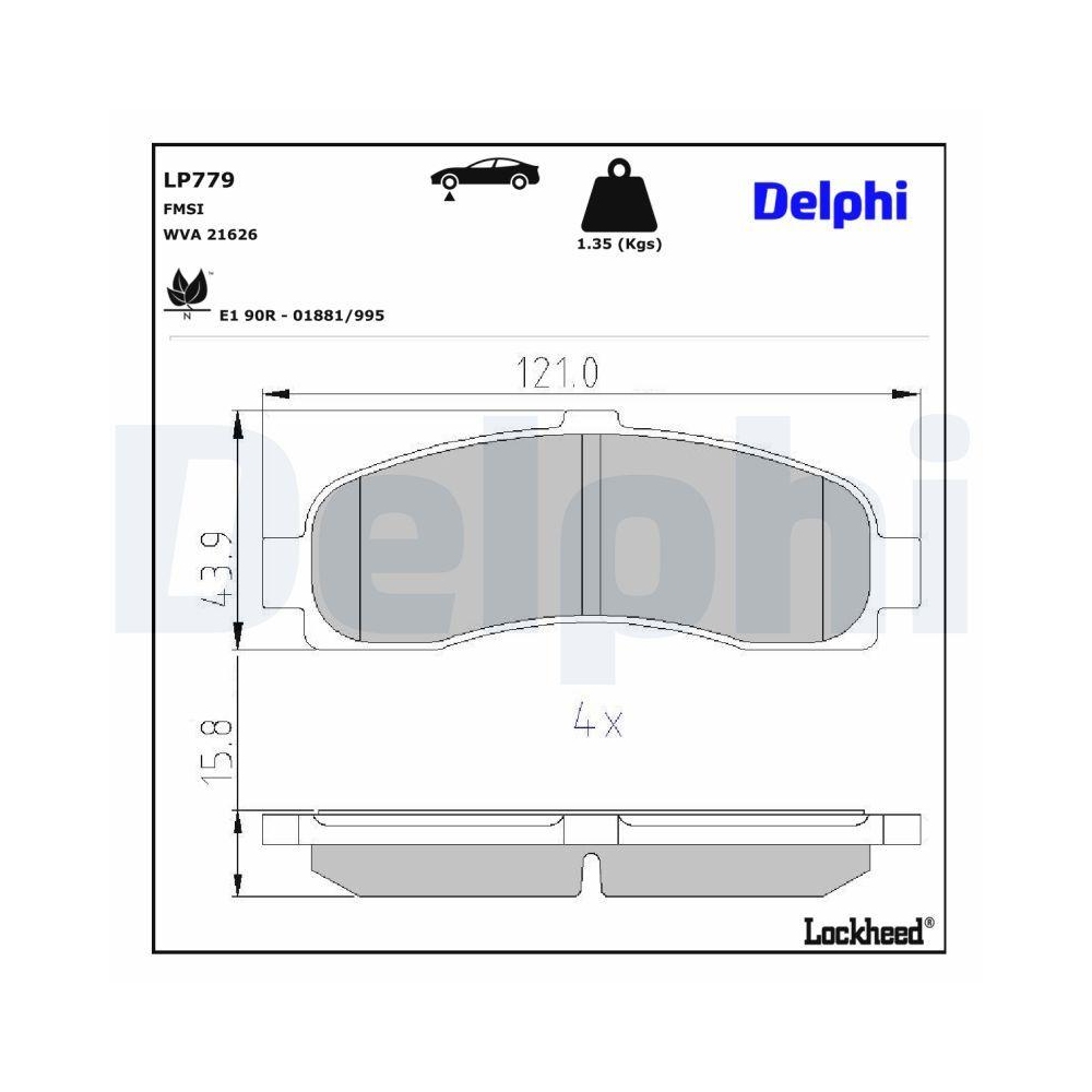 DELPHI LP779 Bremsbelagsatz, Scheibenbremse f&uuml;r NISSAN, Vorderachse