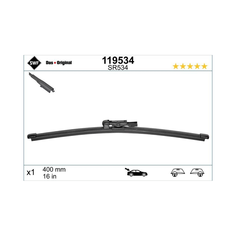 Wischblatt SWF 119534 DAS ORIGINAL REAR für FIAT NISSAN OPEL RENAULT VAUXHALL