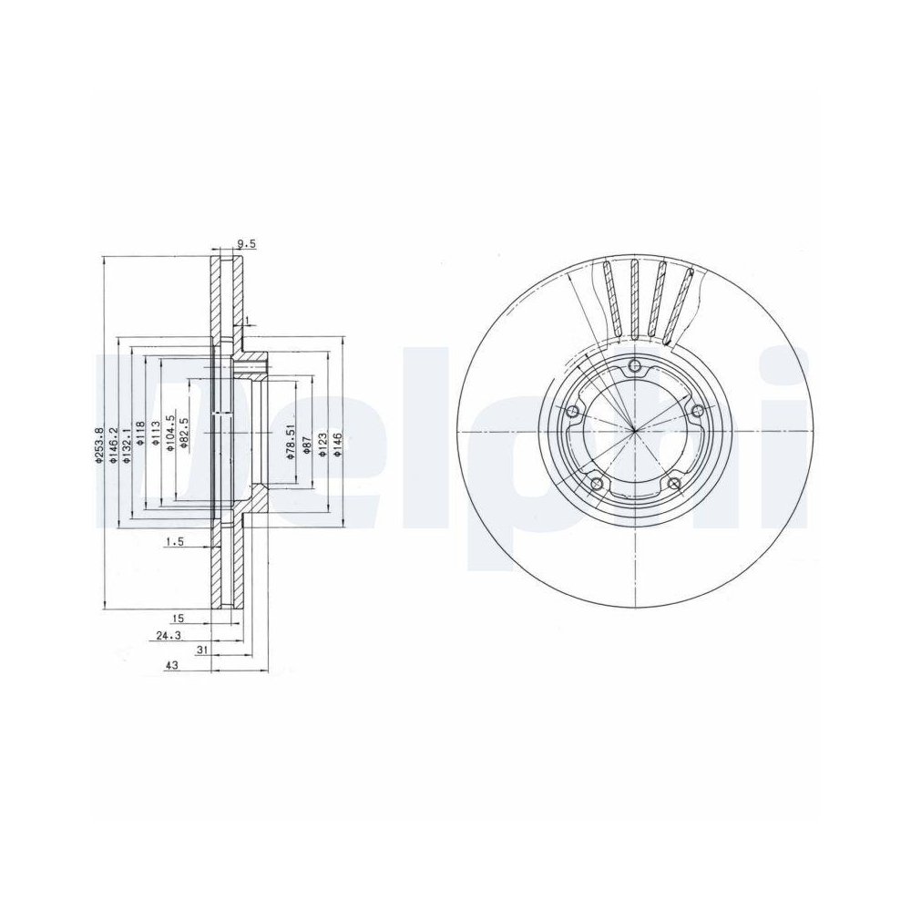 DELPHI BG3365 2 St&uuml;ck Bremsscheiben f&uuml;r FORD, Vorderachse