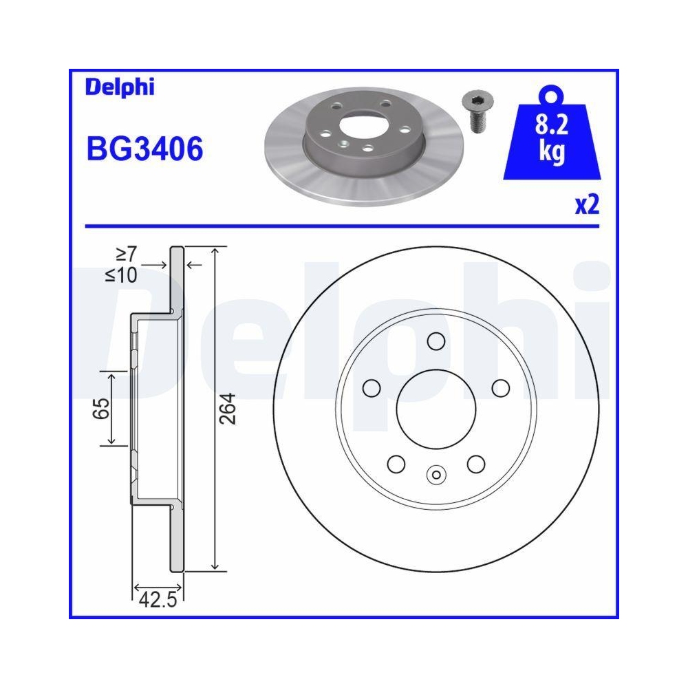 DELPHI BG3406 2 St&uuml;ck Bremsscheiben f&uuml;r OPEL VAUXHALL CHEVROLET, Hinterachse