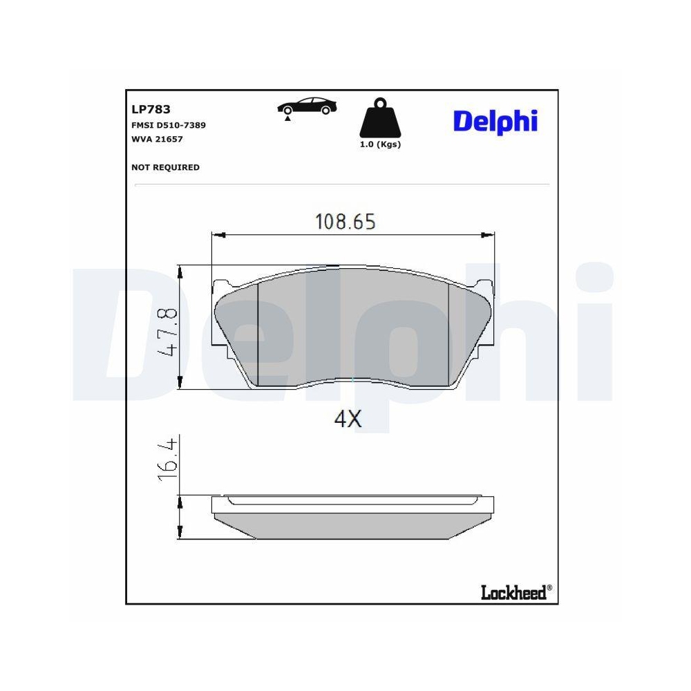 DELPHI LP783 Bremsbelagsatz, Scheibenbremse f&uuml;r NISSAN, Vorderachse
