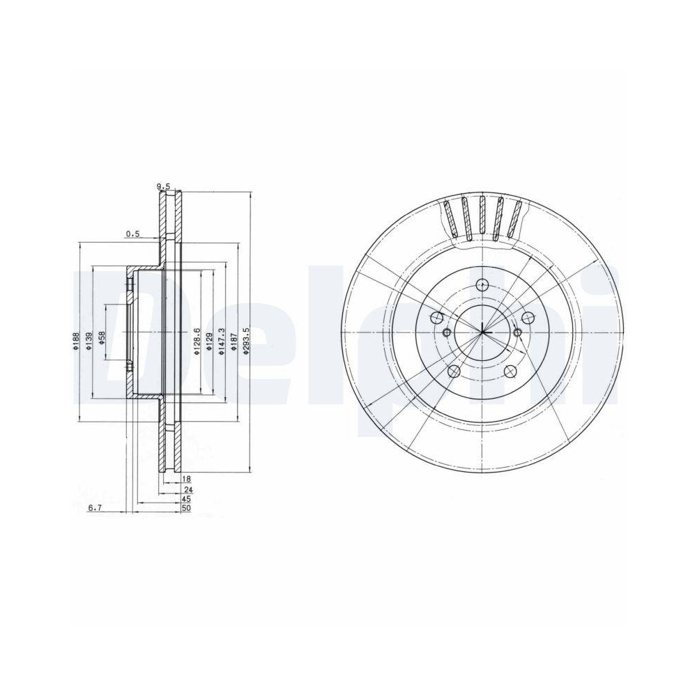 DELPHI BG3413 2 St&uuml;ck Bremsscheiben f&uuml;r SUBARU TOYOTA, Vorderachse