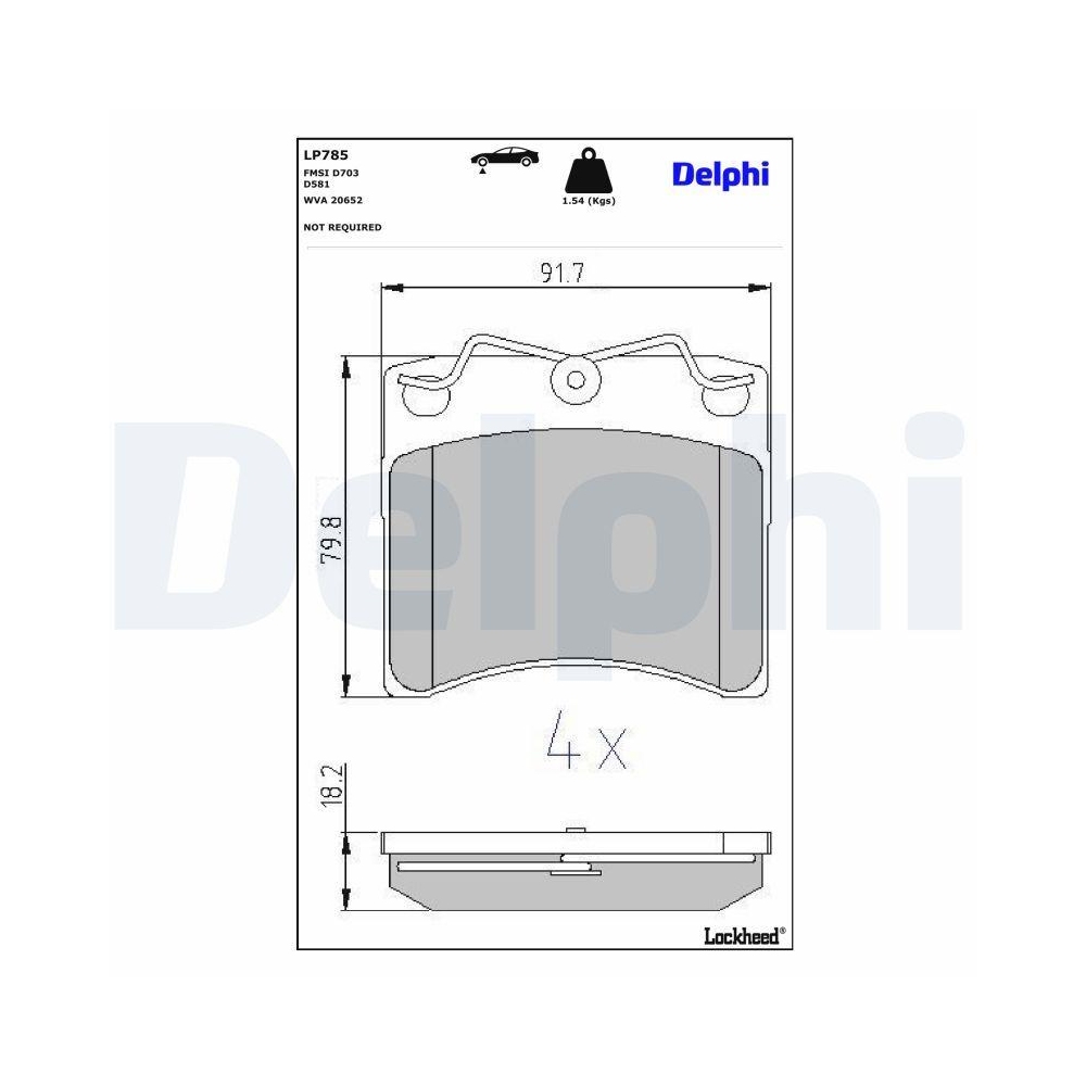 DELPHI LP785 Bremsbelagsatz, Scheibenbremse f&uuml;r VW, Hinterachse, Vorderachse
