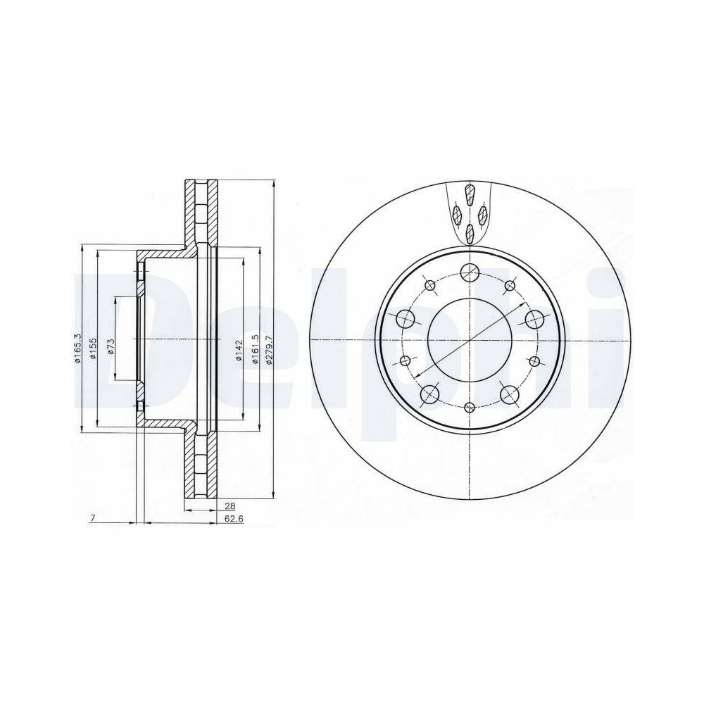 DELPHI BG4059 2 St&uuml;ck Bremsscheiben f&uuml;r CITRO&Euml;N FIAT PEUGEOT, Vorderachse