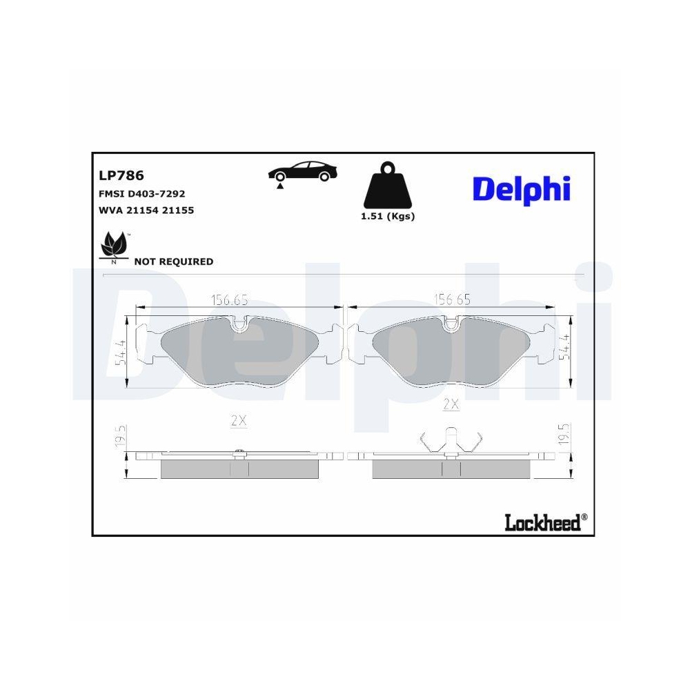 DELPHI LP786 Bremsbelagsatz, Scheibenbremse f&uuml;r SAAB, Vorderachse