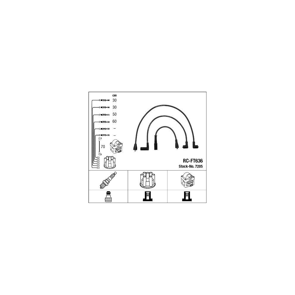 Z&uuml;ndleitungssatz NGK 7205 f&uuml;r, f&uuml;r Fahrzeuge mit Z&uuml;ndverteiler