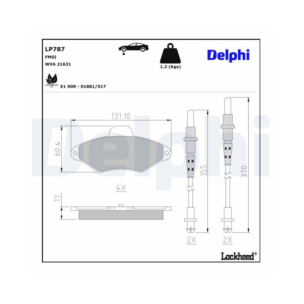DELPHI LP787 Bremsbelagsatz, Scheibenbremse für CITROËN, Vorderachse