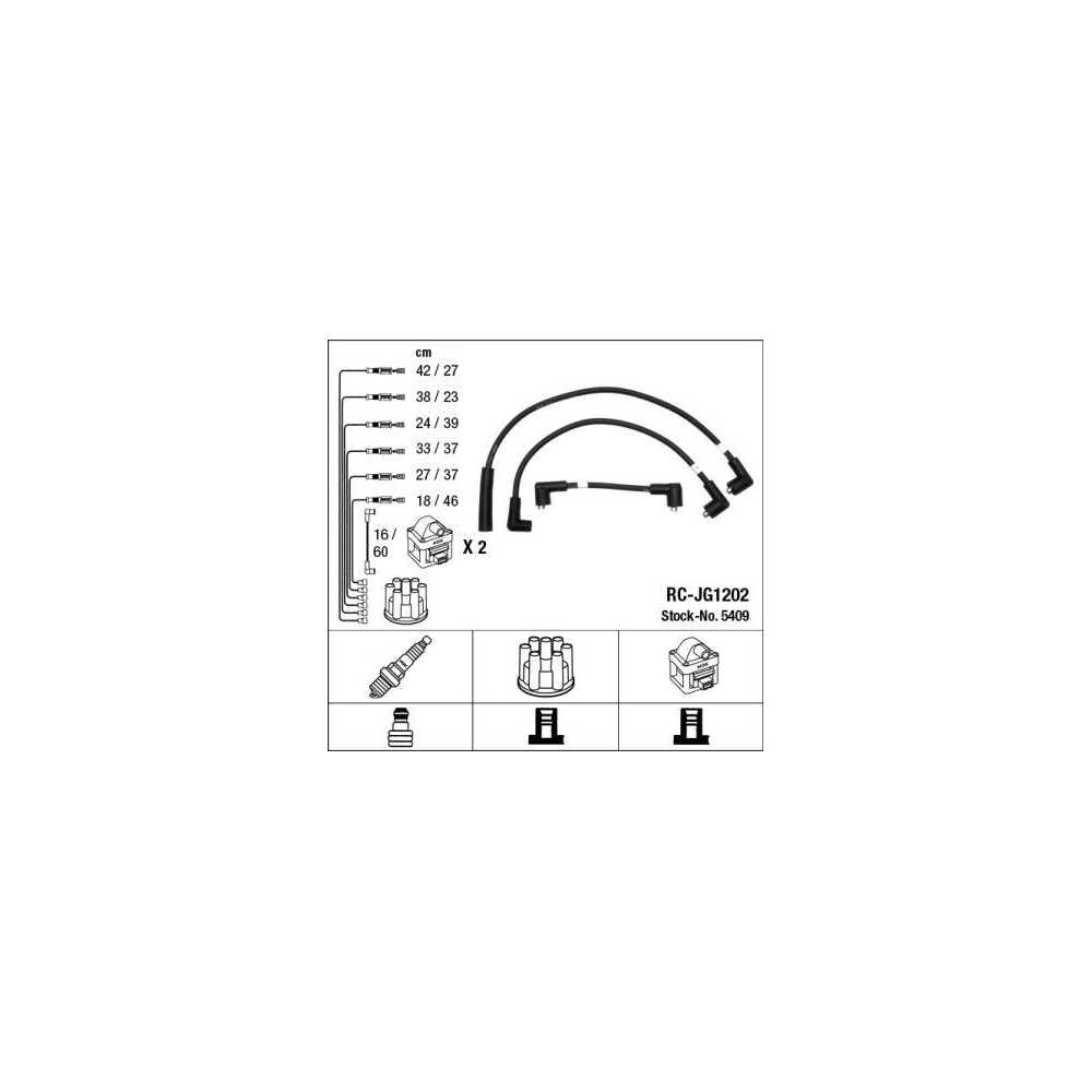 Z&uuml;ndleitungssatz NGK 5409 f&uuml;r, f&uuml;r Fahrzeuge mit Z&uuml;ndverteiler