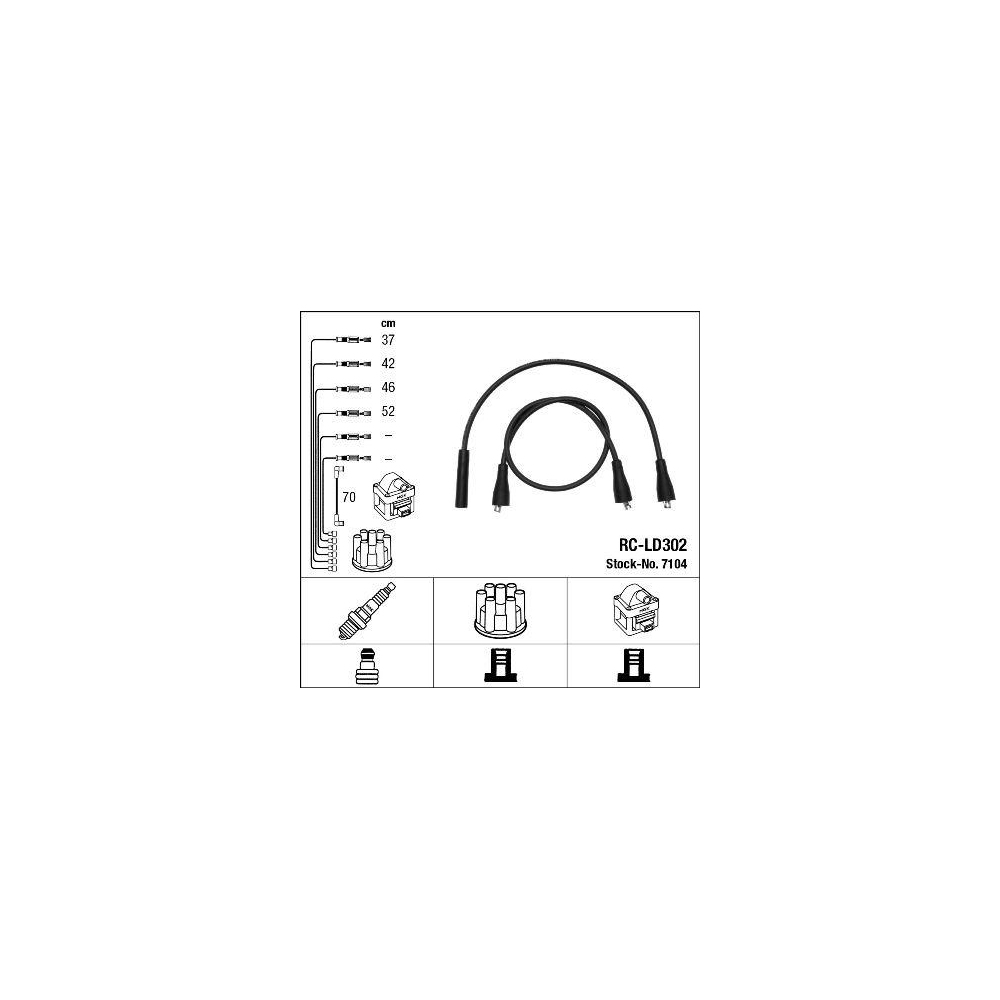 Z&uuml;ndleitungssatz NGK 7104 f&uuml;r, f&uuml;r Fahrzeuge mit Z&uuml;ndverteiler